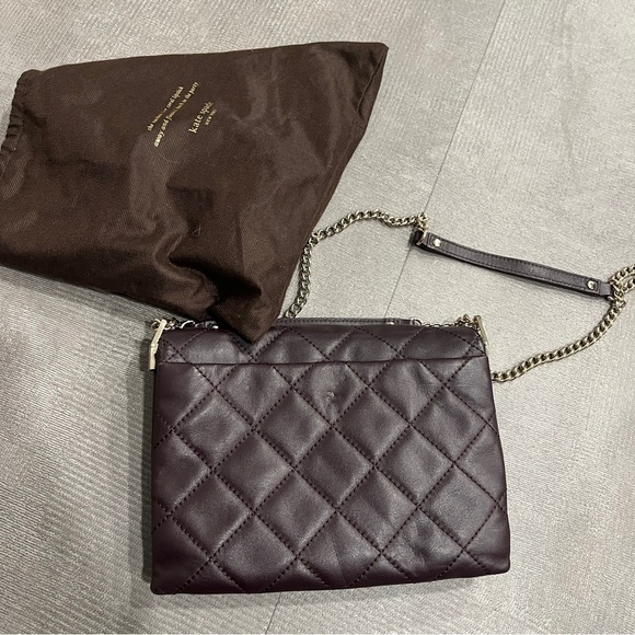 Kate Spade Black Quilted Chain Shoulder Bag Purple - Picture 9 of 12